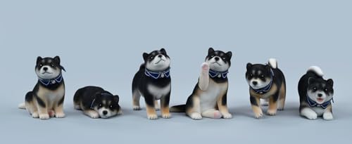Figura de perro coleccionable pequeña JXK: Shiba Inu en bandada, figura de animal