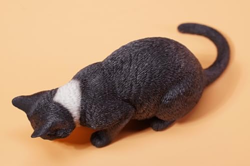 Figurine de chat de collection JXK : les chats mangent de la nourriture, peinte à la main par des experts, réaliste, en résine sûre, figurine animale miniature à l'échelle 1:6