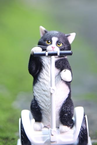 Figura de gato coleccionable JXK: Gato gris de pie, pintada a mano por expertos, realista, resina segura, miniatura a escala 1:6.