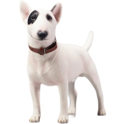 JXK Collectible Dog Figure: Bull Terrier, Expertly Hand-Painted, Lifelike, Safe Resin, 1:6 Scale Miniature Animal Figurine
