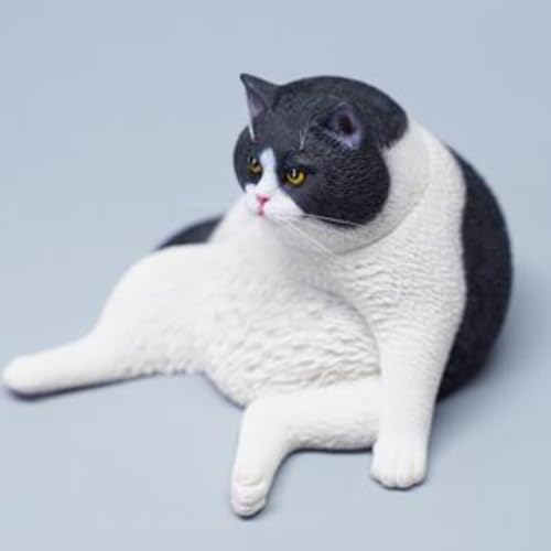 Figura de gato coleccionable JXK: Lazy Cat 5.0, pintada a mano por expertos, realista, de resina segura, miniatura a escala 1:6.