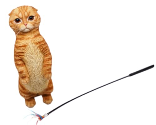 Figura de gato coleccionable JXK: Scottish Fold, pintada a mano por expertos, realista, resina segura, miniatura a escala 1:6