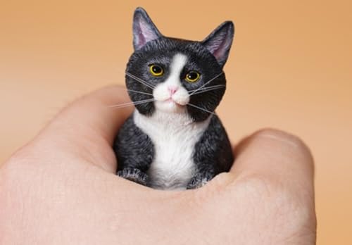 Figurine de chat de collection JXK : les chats mangent de la nourriture, peinte à la main par des experts, réaliste, en résine sûre, figurine animale miniature à l'échelle 1:6