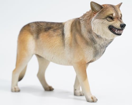 Figurine de loup de collection JXK : loup tibétain, peinte à la main avec expertise, réaliste, en résine sûre, figurine animale miniature à l'échelle 1:6