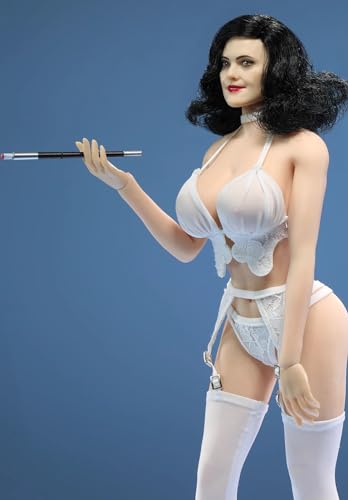 Ropa para muñeca a escala 1/6: lencería femenina de encaje negro con medias de liga para figura de acción coleccionable de 12 pulgadas