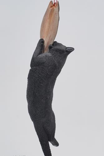 JXK Collectible Cat Figure: Cats That eat Fish 2.0, Expertly Hand-Painted, Lifelike, Safe Resin, 1:6 Scale Miniature Animal Figurine