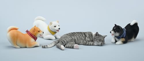 Figura de perro coleccionable pequeña JXK: Shiba Inu en bandada, figura de animal