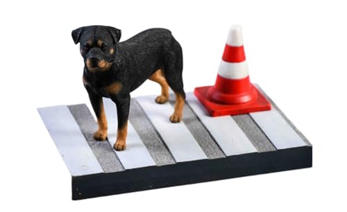 Figura de perro coleccionable JXK: Rottweiler, pintada a mano por expertos, realista, de resina segura, miniatura a escala 1:12, JXK042
