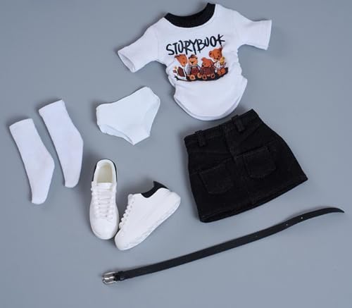 Ropa para muñeca a escala 1/6: Conjunto de falda cruzada de manga corta para figura de acción coleccionable de 12 pulgadas