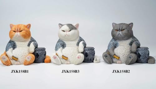 Figura de gato coleccionable JXK: Morir es tan natural como vivir, pintada a mano por expertos, resina realista y segura, figura de animal en miniatura a escala 1:12