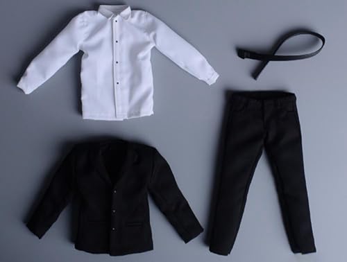 Ropa para muñeca a escala 1/6: Traje largo negro de ocio para figura de acción coleccionable de 12 pulgadas