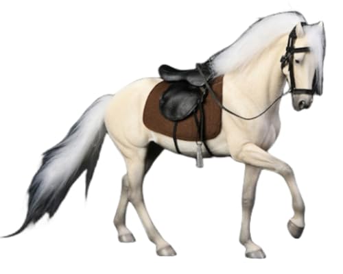 Figura de caballo coleccionable JXK: Caballo ILI marrón, pintado a mano por expertos, resina realista y segura, miniatura a escala 1:12