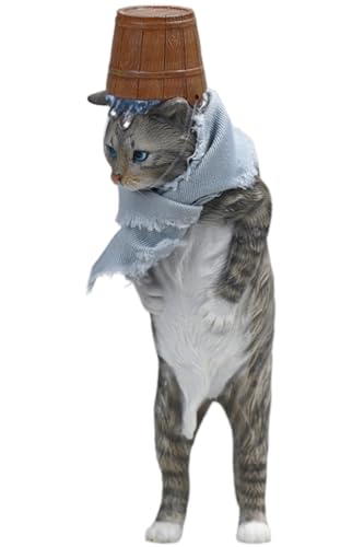 Figura de gato coleccionable JXK: El gato de la casa de baños, pintada a mano por expertos, resina realista y segura, miniatura a escala 1:6.