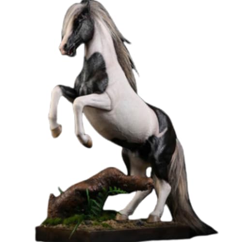 Figura de caballo coleccionable JXK: Caballo de sangre caliente blanco-rojo, pintado a mano por expertos, resina realista y segura, miniatura a escala 1:12.