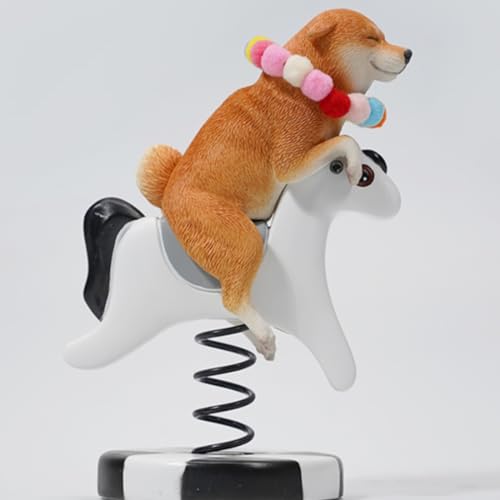 Figura de perro coleccionable JXK: Caballo balancín Shiba Inu 2.0, figura de animal en miniatura a escala 1:6