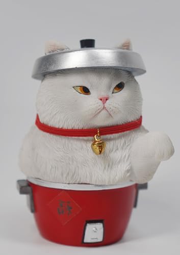 JXK Collectible Cat Figure: Damo Lucky Cat, Expertly Hand-Painted, Lifelike, Safe Resin, 1:12 Scale Miniature Animal Figurine