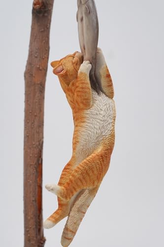 JXK Collectible Cat Figure: Cats That eat Fish 2.0, Expertly Hand-Painted, Lifelike, Safe Resin, 1:6 Scale Miniature Animal Figurine