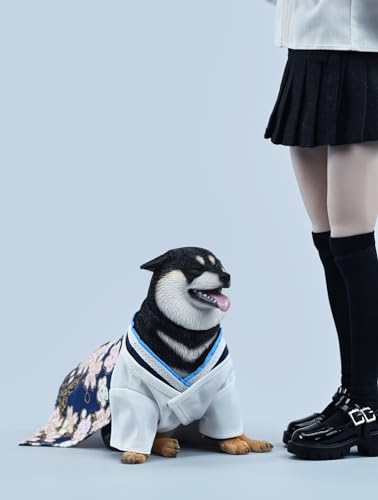 Figura de perro coleccionable JXK: Shiba Inu, pintada a mano por expertos, realista, resina segura, miniatura a escala 1:6.