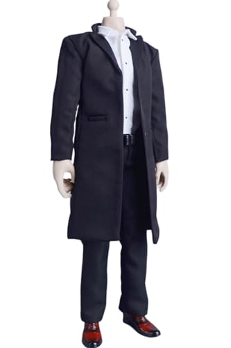 Ropa para muñeca a escala 1/6: Traje largo negro de ocio para figura de acción coleccionable de 12 pulgadas