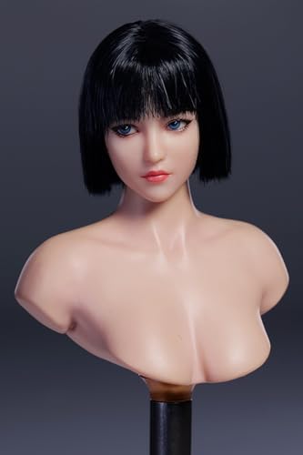 Escultura de cabeza femenina a escala 1:6, diseño de ojos móviles, escultura de cabeza de niña asiática para figuras de acción de 12 pulgadas YMT101A
