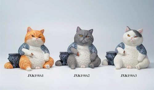 Figura de gato coleccionable JXK: Morir es tan natural como vivir, pintada a mano por expertos, resina realista y segura, figura de animal en miniatura a escala 1:12