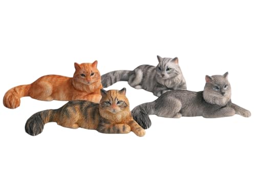 JXK Collectible Cat Figure: Mini Maine Coon, Expertly Hand-Painted, Lifelike, Safe Resin, Miniature Animal Figurine