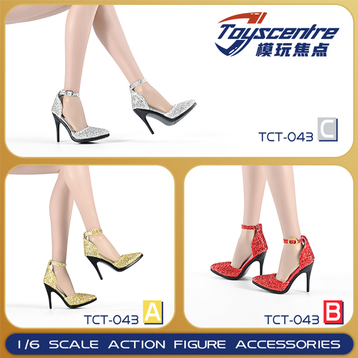 Toyscentre, Female High-Heeled Sandal Shoes, 1/6 Scale Doll Accessory for 12-inches Figure