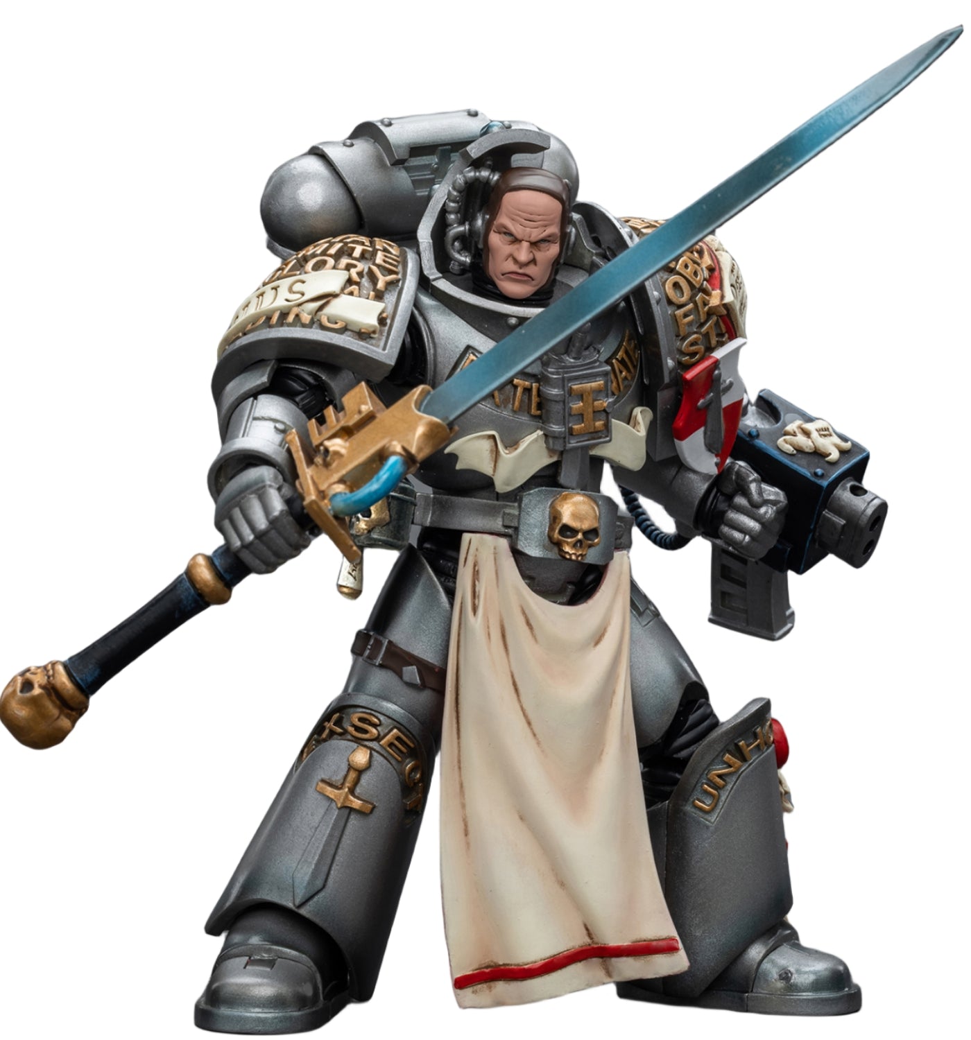Figurine de collection JoyToy Warhammer 40K : Grey Knights Strike Squad Justicar, figurine articulée à l'échelle 1:18, JT8995