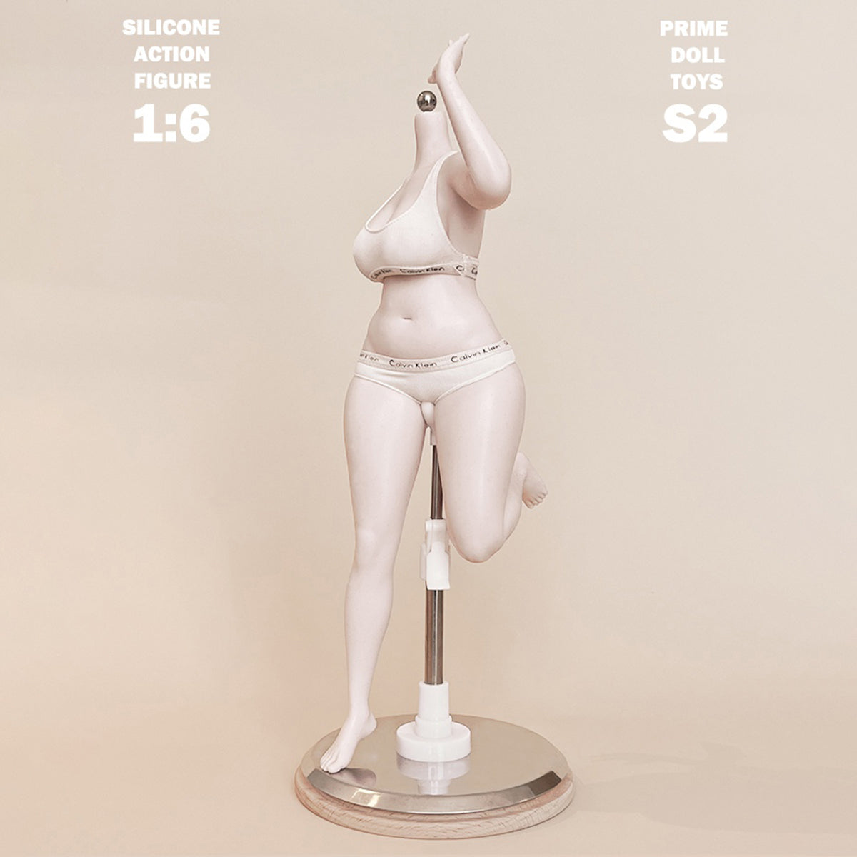 PDTOYS Seamless Platinum Silicone Plus Size Female Body S2 Integrated Hands & Feet Pale Skin with Body Makeup Articulated Fingers