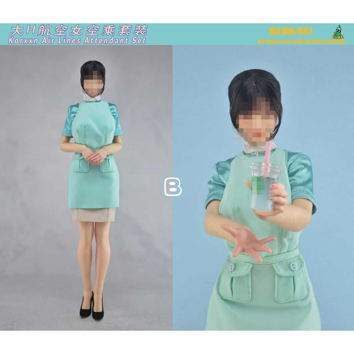 CUKE TOYS Big H Airline Female Flight Attendant Outfit Set MA-047 Doll Clothes Accessory Fit 1/6 Scale 12-inches Action Figure