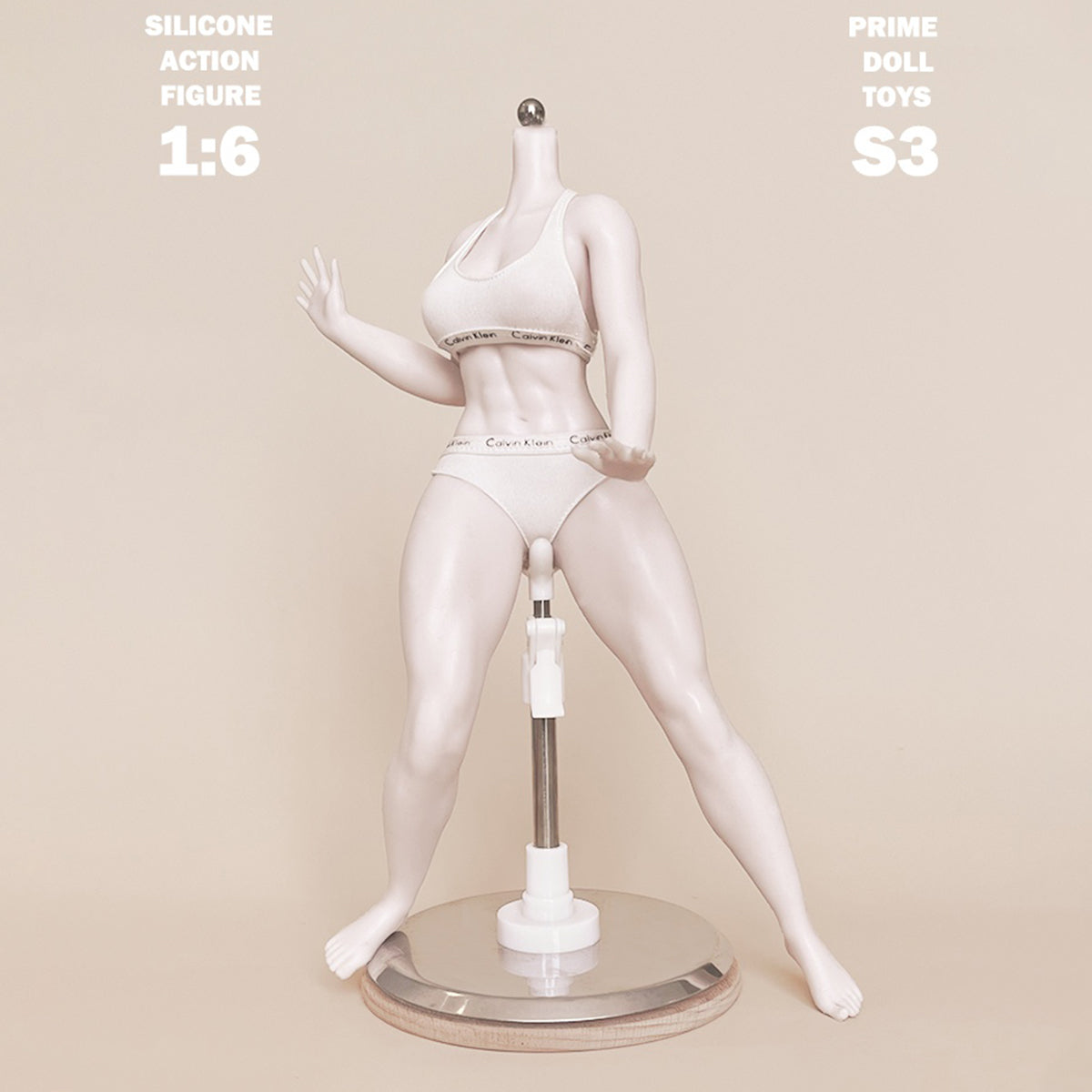 PDTOYS Seamless Platinum Silicone Thick Legs Female Body S3 Integrated Hands & Feet Pale Skin with Body Makeup Articulated Fingers