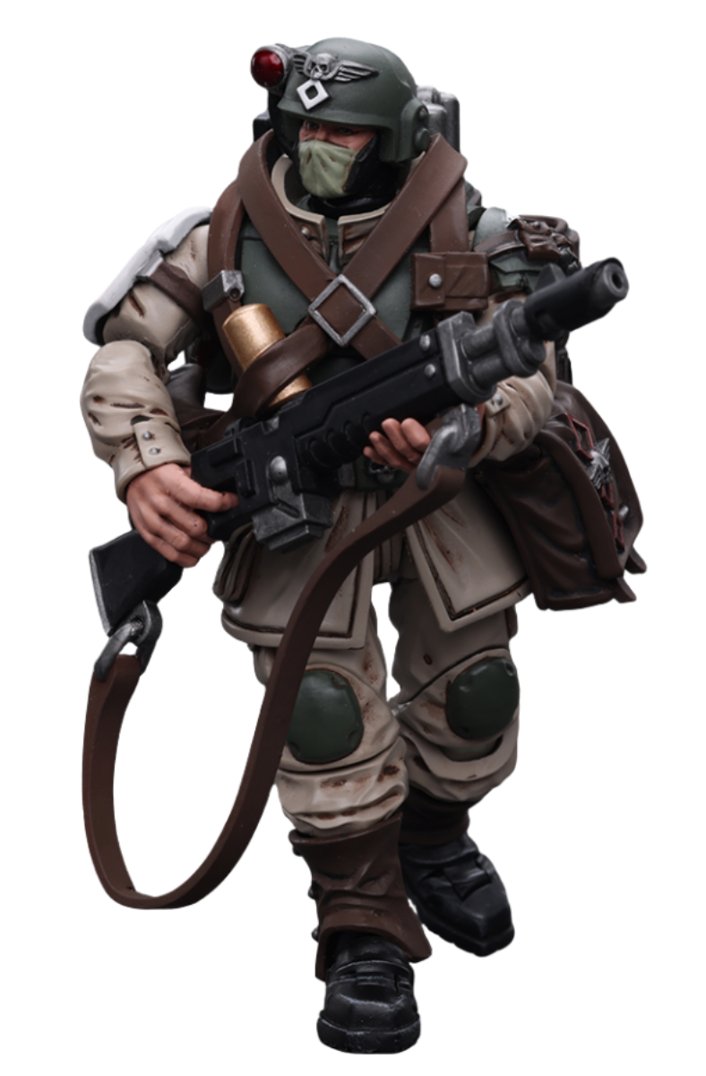 JoyToy Warhammer 40K Figurine de collection : Astra Militarum Cadian Command Squad Veteran avec Medi-Pack figurines à l'échelle 1:18 JT7943