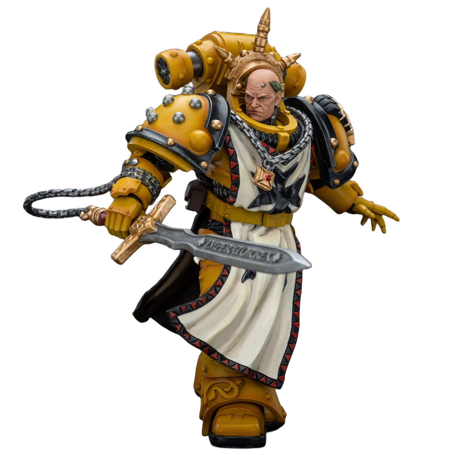 Figurine de collection JoyToy Warhammer The Horus Heresy : Imperial Fists Sigismund, premier capitaine des Imperial Fists, figurine articulée à l'échelle 1:18 JT9237