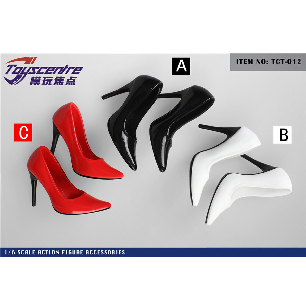 Toyscentre, Female Pointed Toe High Heels Shoes, 1/6 Scale Doll Accessory for 12-inches Figure