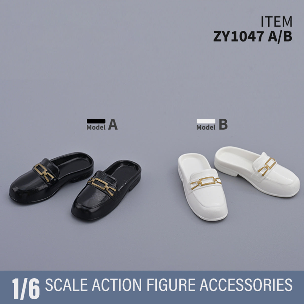ZYTOYS, Closed-Toe Mules, Doll Accessory for 12-inches Figure