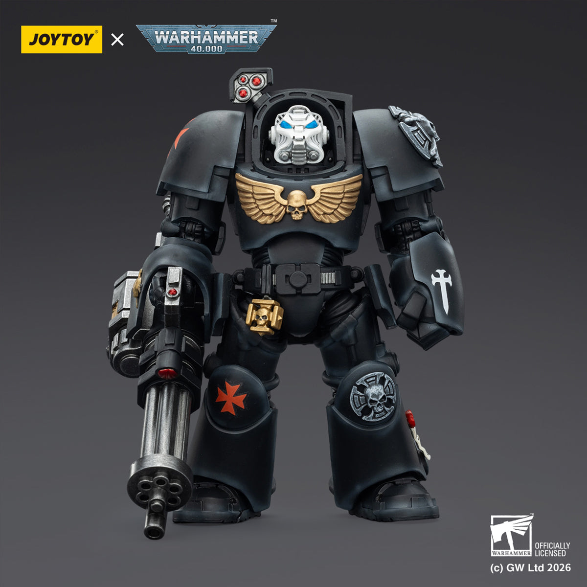 JOYTOY Warhammer 40,000 Black Templars Terminator with Power Fist and Assault Cannon & with Power Fist and Storm Bolter & with Power Sword and Storm Bolter Action Figure