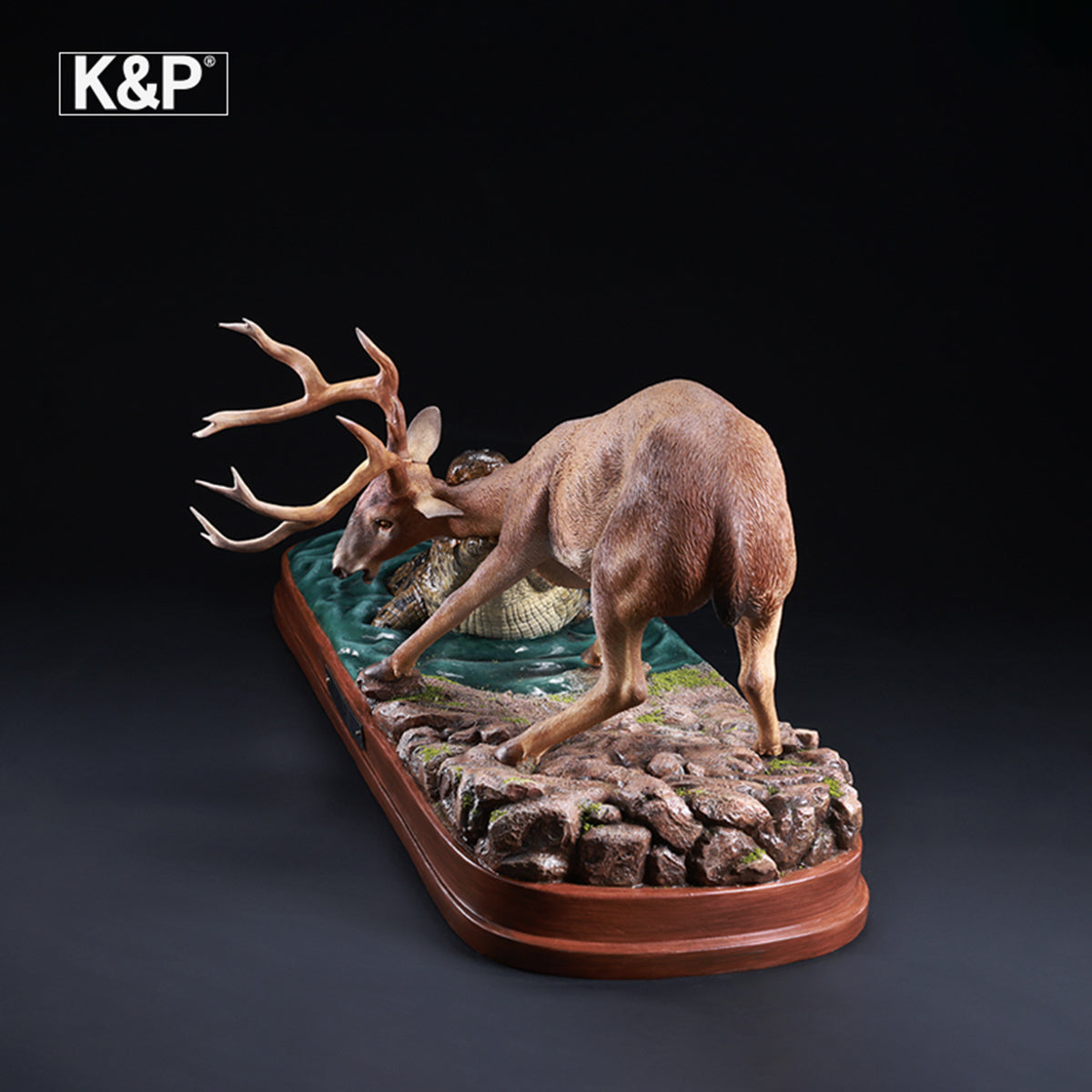 K&P The Line Between Life And Death Deer & Crocodile Animal Trendy Art Figurine