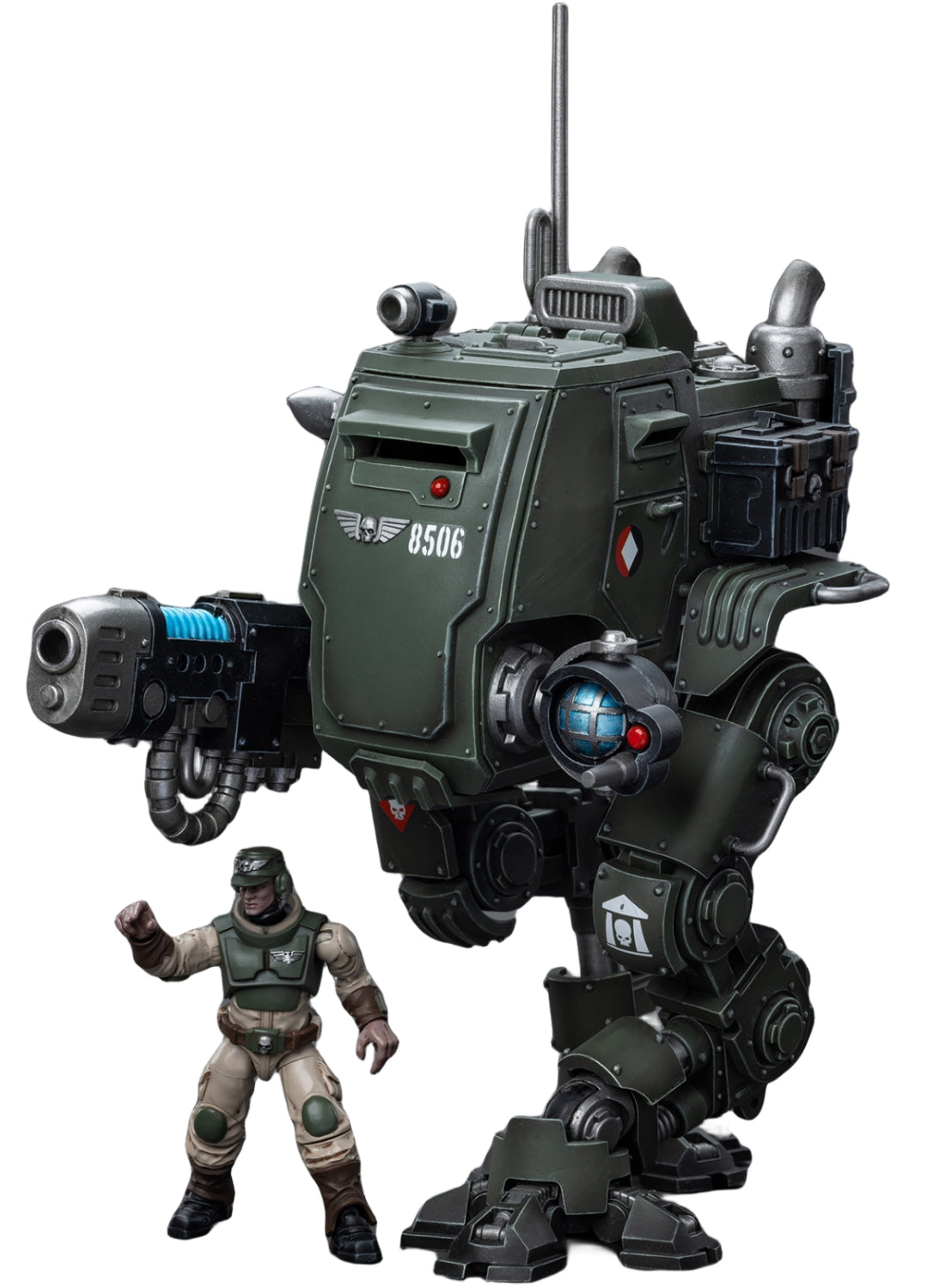 JoyToy Warhammer 40K Figurine à collectionner : Astra Militarum Cadian Armored Sentinel à l'échelle 1:18, figurines d'action JT8940