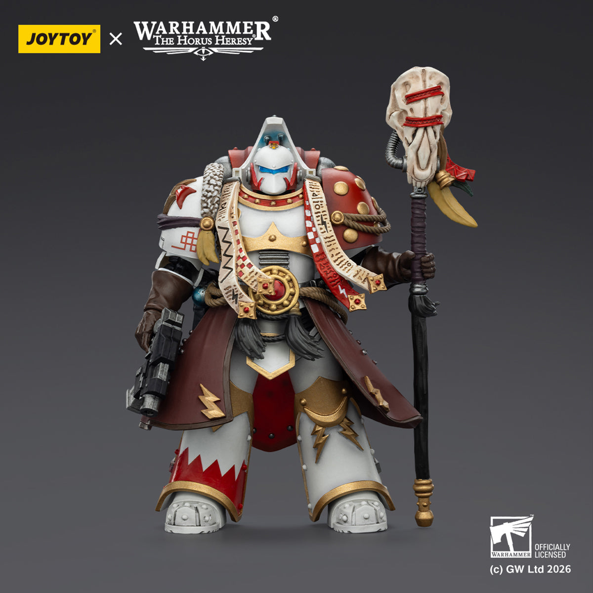 JOYTOY White Scars Legion Praetor in Cataphractii Terminator Armour & Stormseer Consul with Force Staff and Bolt Pistol JT03486 1/18 Scale Action Figure