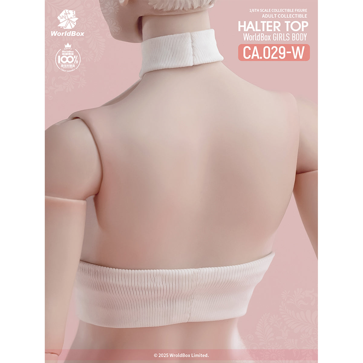 Worldbox Halter Top in Pink & White 1/6 Scale Female Backless Vest Clothing Accessory for 12-inch Action Figures