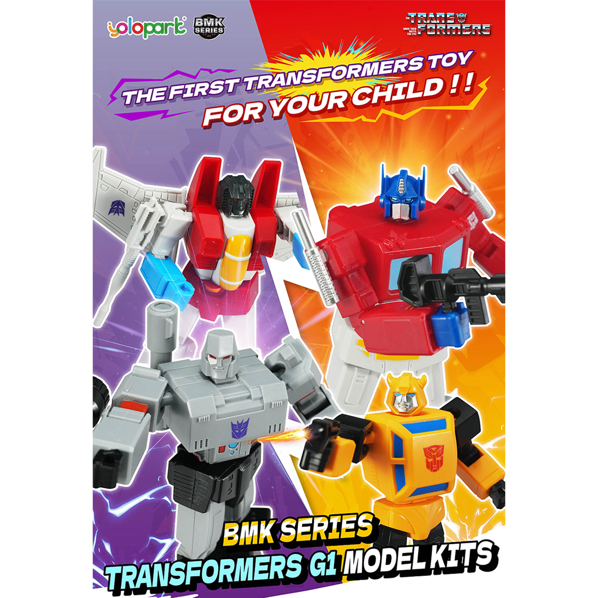 Yolopark Transformers G1 Animation BMK Optimus Prime Megatron Bumblebee Starscream Set Model Kit