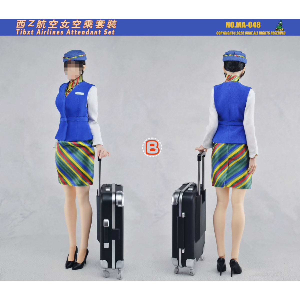 CUKE TOYS West Z Airlines Female Flight Attendant Outfit Set MA-048 Doll Clothes Accessory Fit 1/6 Scale 12-inches Action Figure