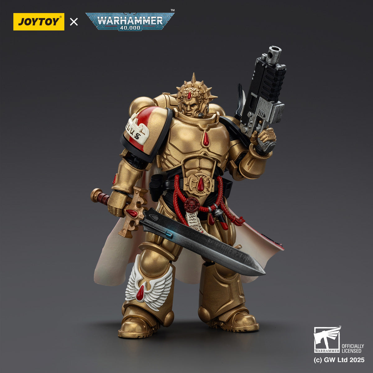 JOYTOY Warhammer 40,000, Razorback with twin lascannon/Captain with Heavy Bolt Pistol & Power Sword/Sanguinary Priest with Heavy bolt pistol chainsword and narthecium/Captain with Inferno Pistol & Power Fist, 1/18 Scale Action Figure