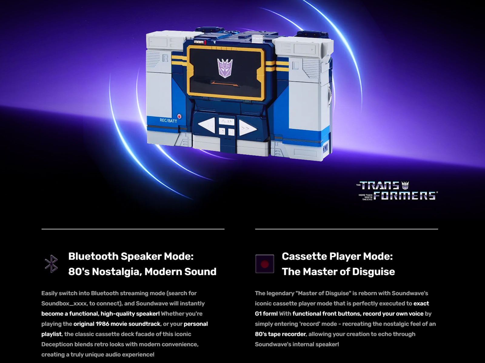 Robosen 36.4cm Flagship Series Transformers G1 Soundwave SBG1 English Version Action Figures Model