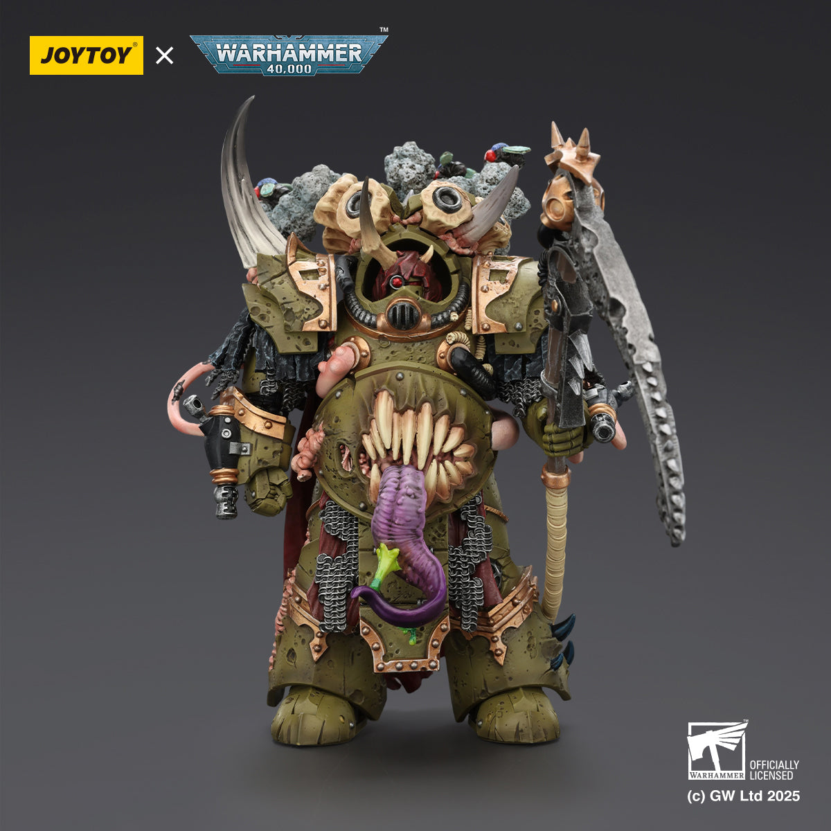 (Only Shipped to the US) JOYTOY Death Guard Deathshroud Terminator Champion with Manreaper and Plaguespurter Gauntlets JT02571 1/18 Scale Warhammer Action Figure