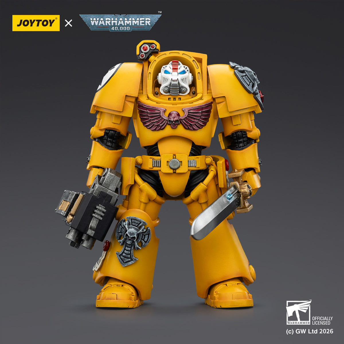 JOYTOY Warhammer 40,000 Imperial Fists Terminator with Power Fist and Assault Cannon & with Power Fist and Storm Bolter & with Power Sword and Storm Bolter Action Figure