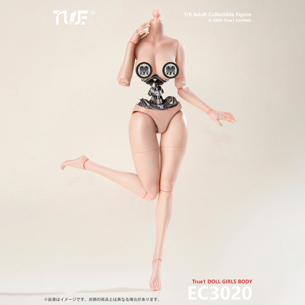 True1Toys Cyborg EC3020 Large Breast Pale Skin Tone Semi-Mechanical Female Android Body 1/6 Scale for 12 Inch Action Figures