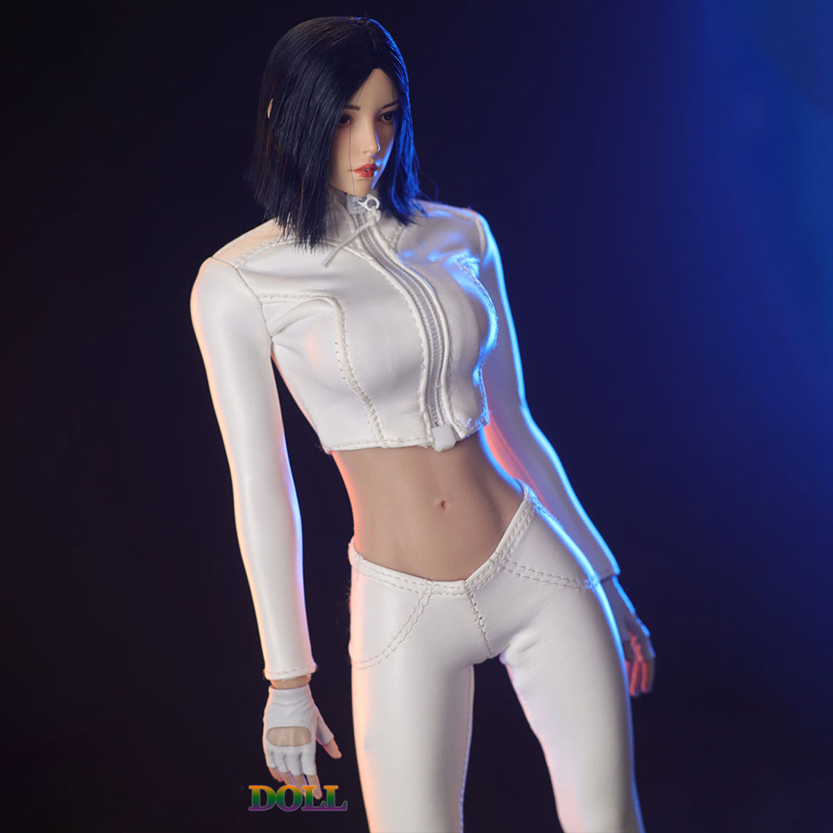 MUÑECA JIAOU, Chaqueta corta de cuero blanca y pantalones de cuero, Ropa para muñeca de 12 pulgadas