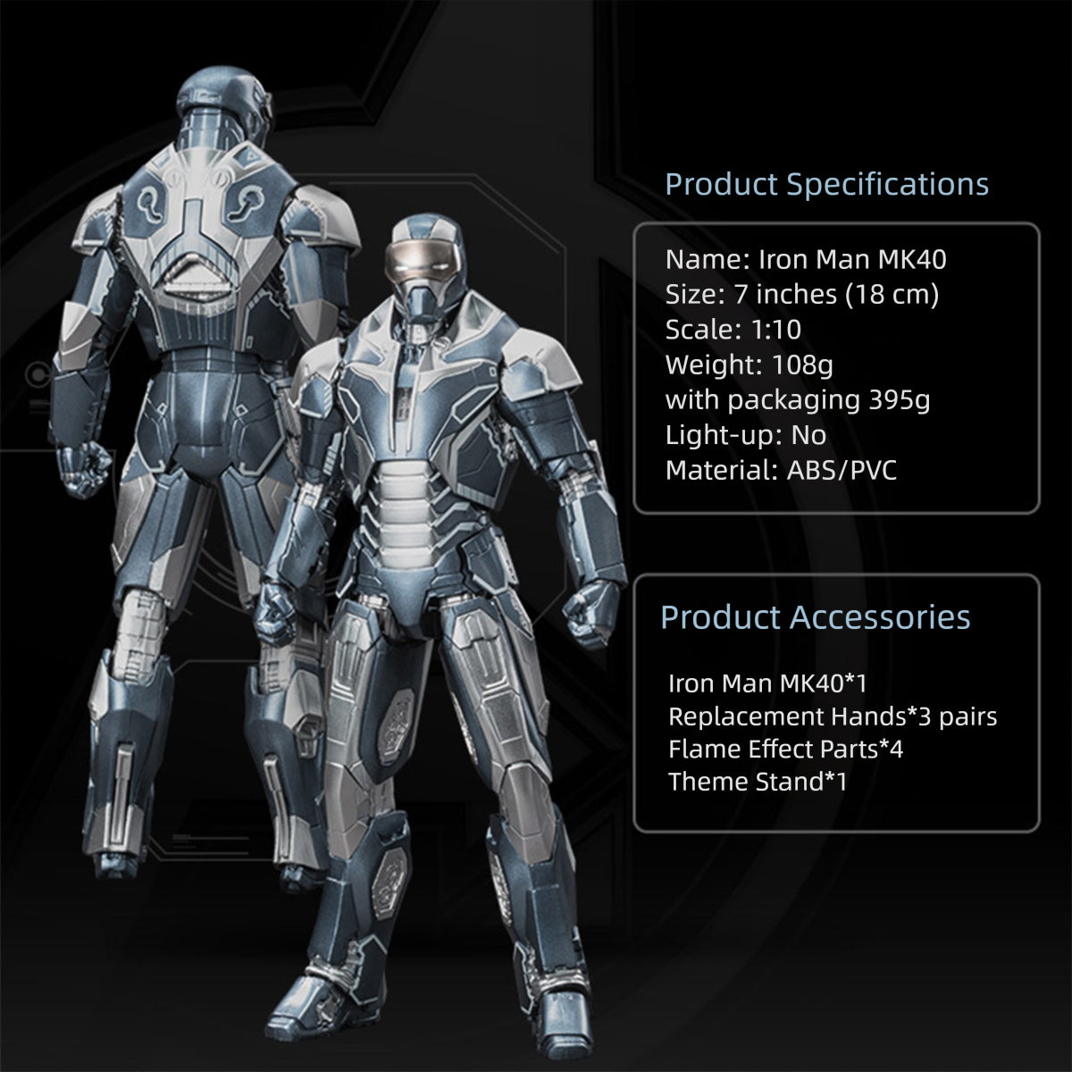 ZD Toys Iron Man Non-Light-Up Edition 1/10 Scale Action Figure
