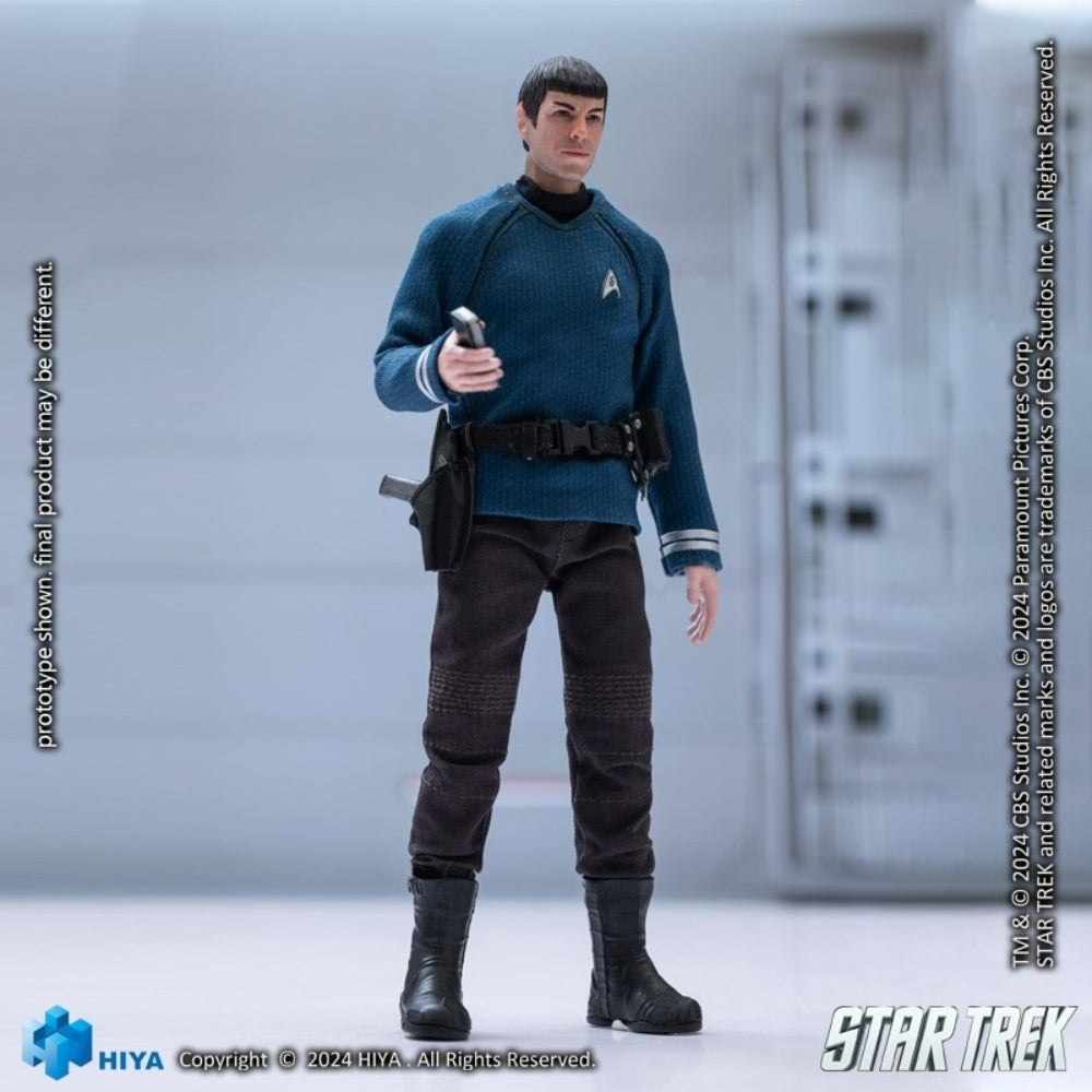 Coffret complet HIYA : Star Trek 2009, Spock, style science-fiction, figurine miniature à l'échelle 1:12